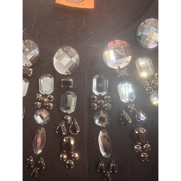 Tory Burch Womens Jeweled Collar Cardigan Gorgeous Black large L - Picture 5 of 6